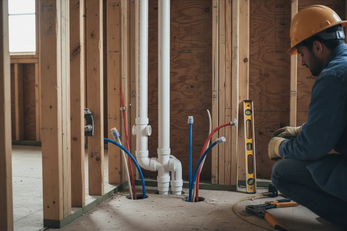Drain and supply rough-in during Leak Detection in Harkers Island