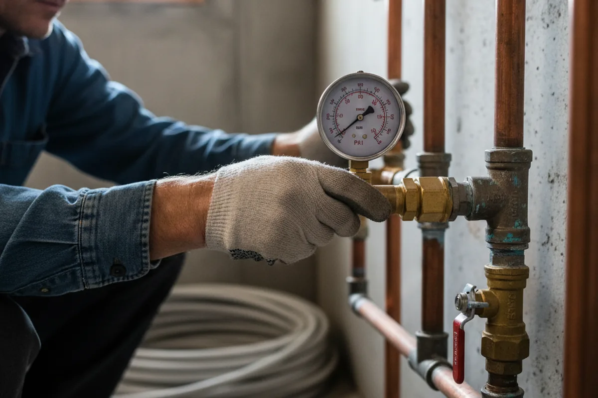 Pressure testing a repaired line during Water Line Repair in Harkers Island